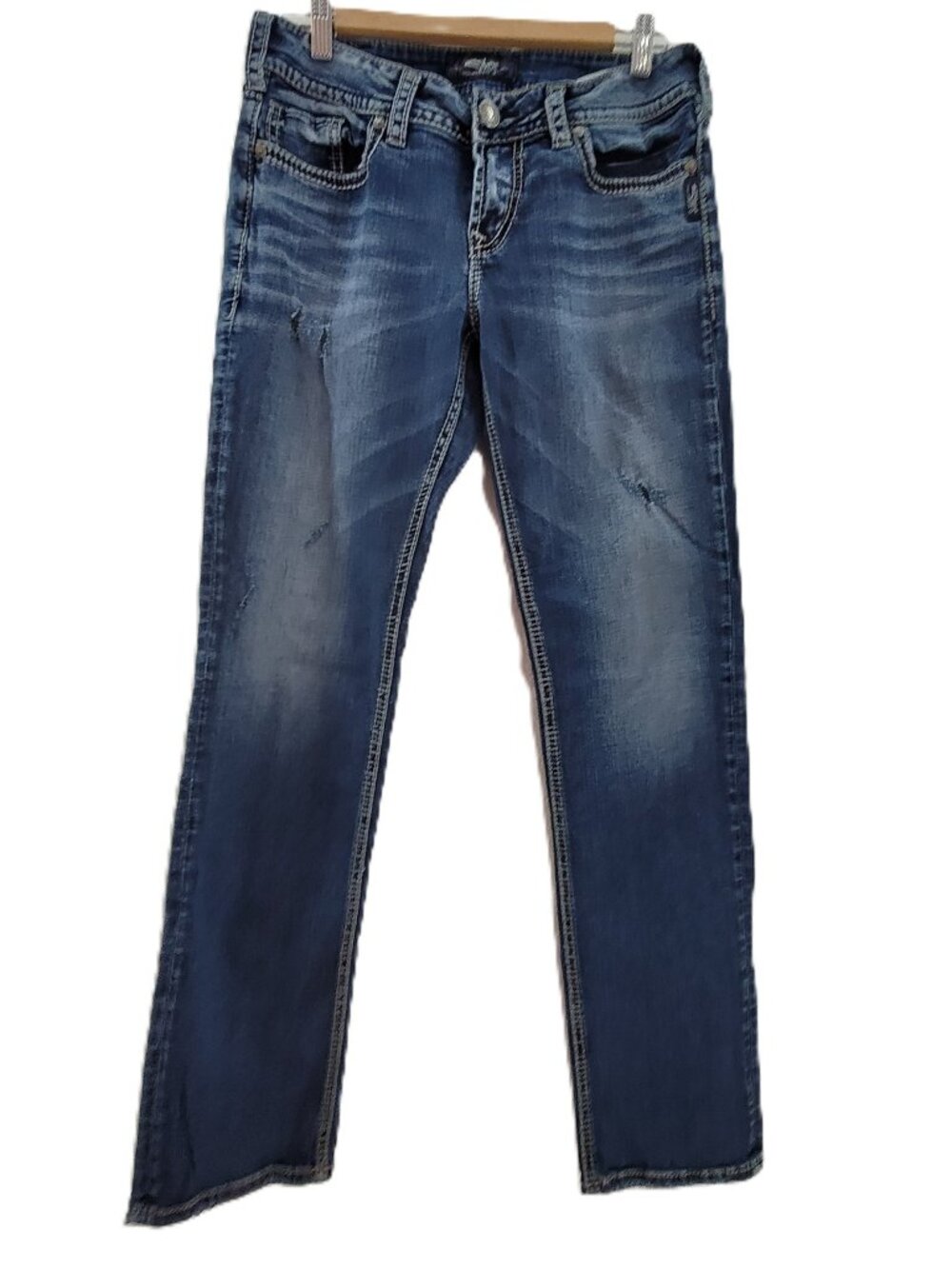 Silver Jeans Women's 30x32 Blue Western Glove Works Quality Denim Suki Straight